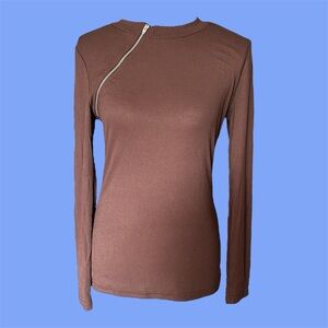 Brown Long Sleeve Women's Top